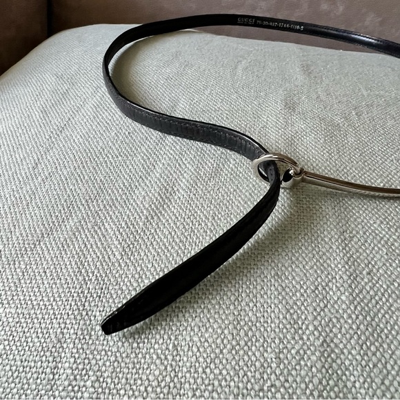 AUTHENTIC RETIRED GUCCI horsebit skinny Belt - GUCCI Belt Leather Black - Picture 7 of 16